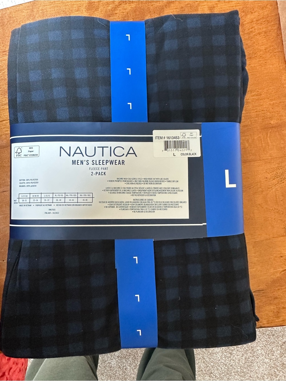 Nautica Men's Sleepwear Fleece Pants 2-Pack - Black & Navy Plaid